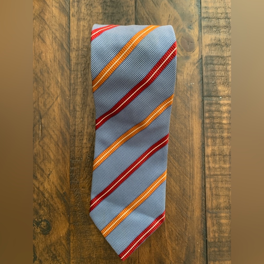 Ermenegildo Zegna tie necktie silk vintage Italy made blue striped 60” x 3.75”